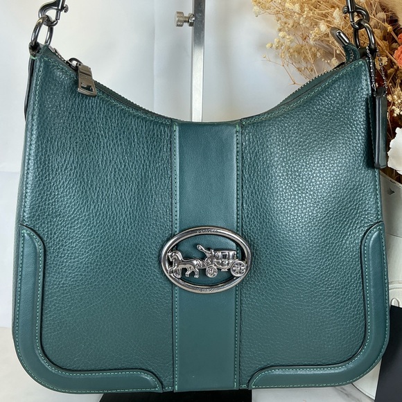 Coach Hobo Georgie Dark Hunter Green Leather Hand Shoulder Bag Crossbody fall - Picture 10 of 15